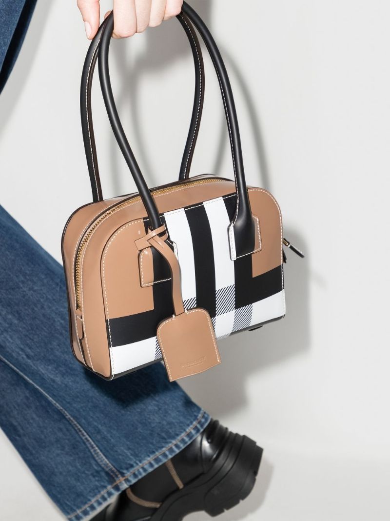 Brown Half Cube Mini Leather Shoulder Bag