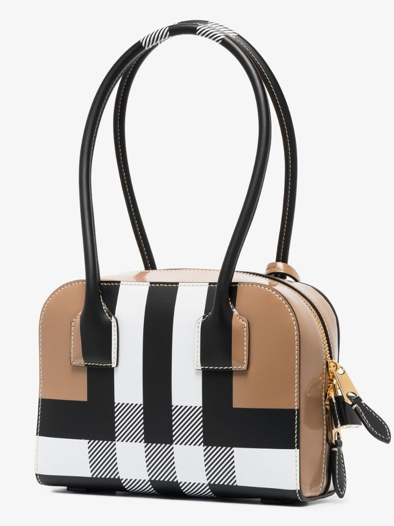 Brown Half Cube Mini Leather Shoulder Bag