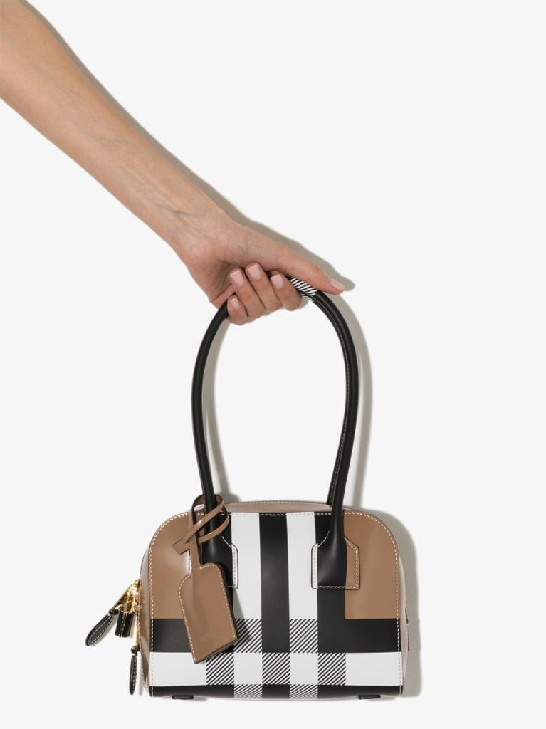 Brown Half Cube Mini Leather Shoulder Bag