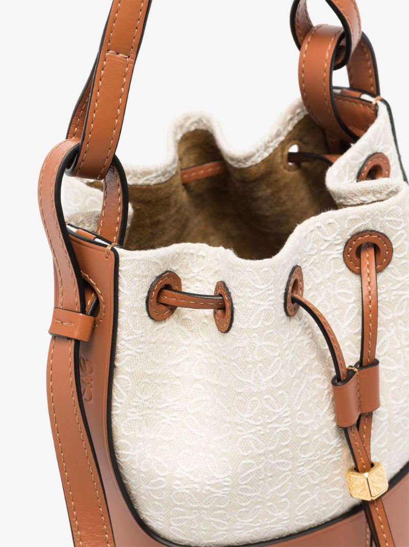 Neutral Balloon Mini Anagram Jacquard Leather Bucket Bag