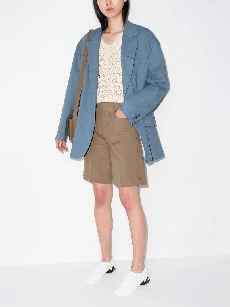 High Waist Tailored Wool Shorts