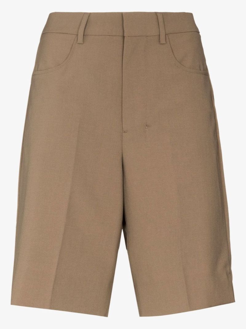 High Waist Tailored Wool Shorts