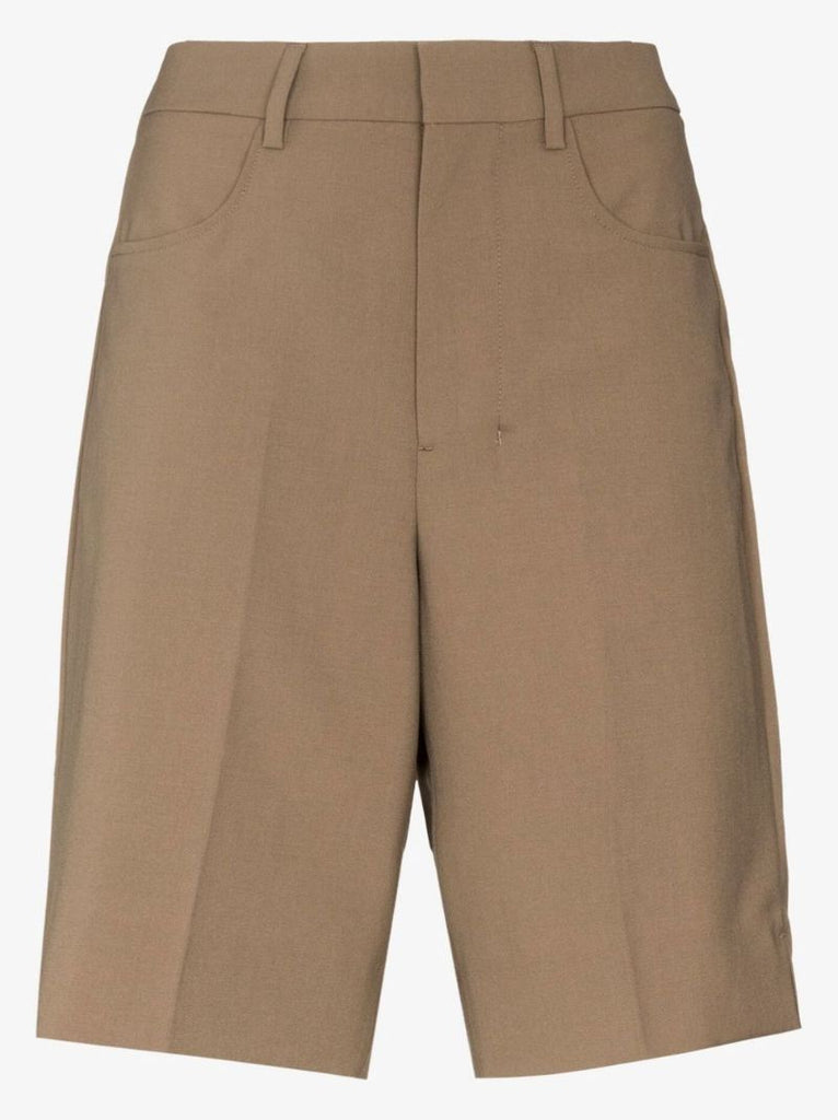 High Waist Tailored Wool Shorts