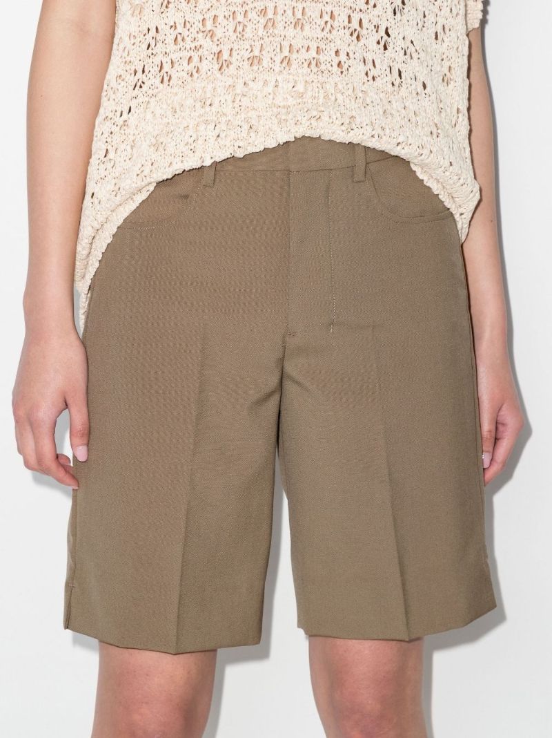 High Waist Tailored Wool Shorts