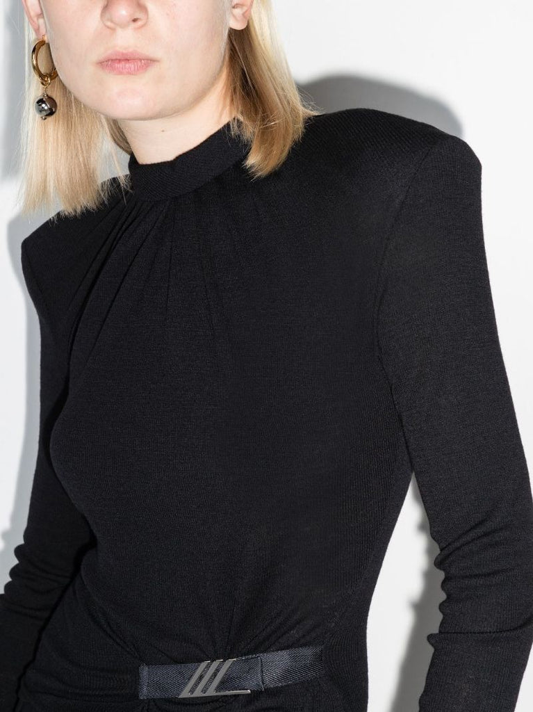 Exaggerated Shoulder Wool Blouse