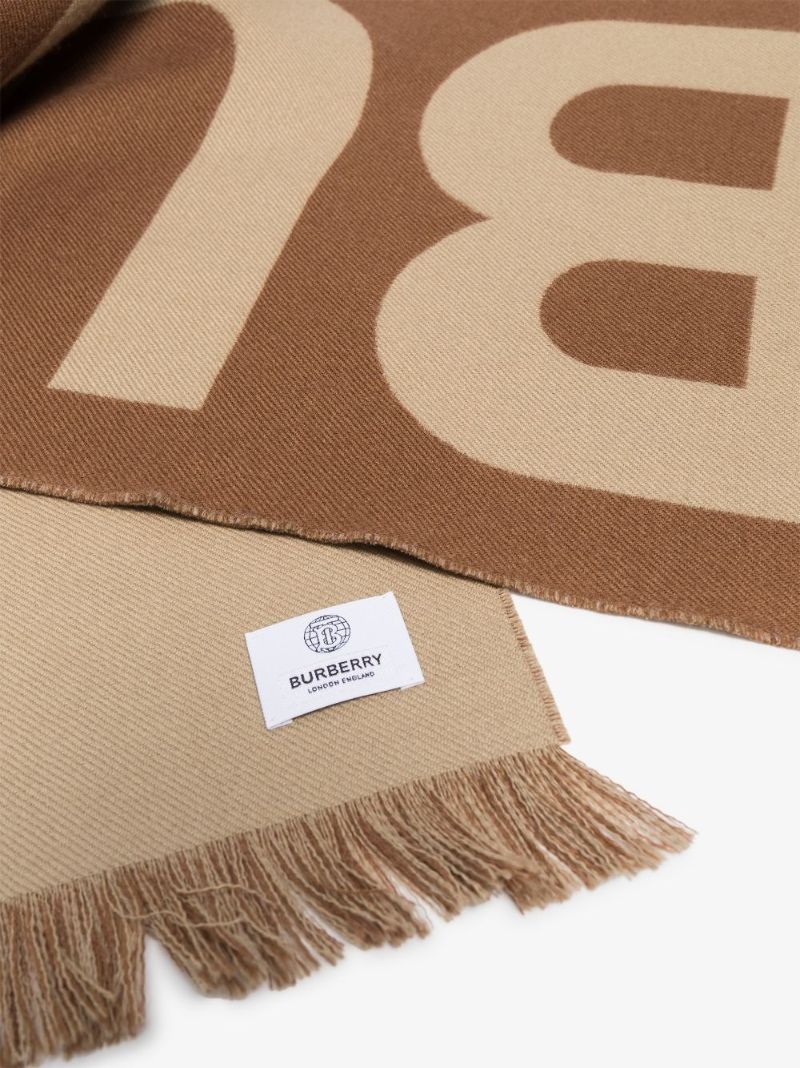 Brown Logo Jacquard Wool Scarf