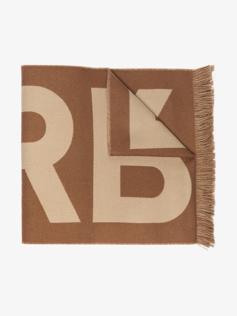 Brown Logo Jacquard Wool Scarf