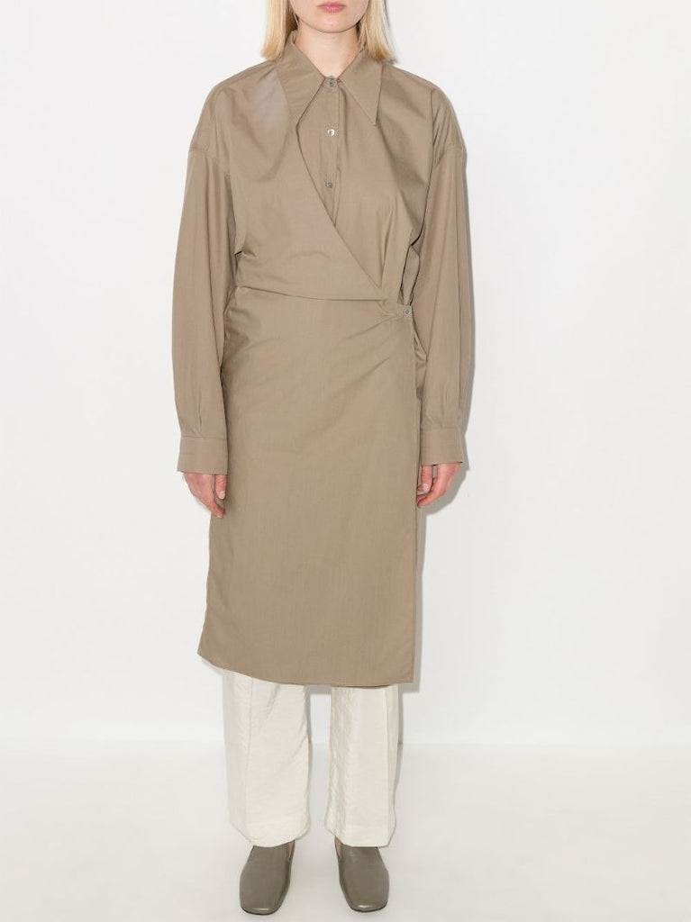 Twisted Cotton Poplin Midi Dress