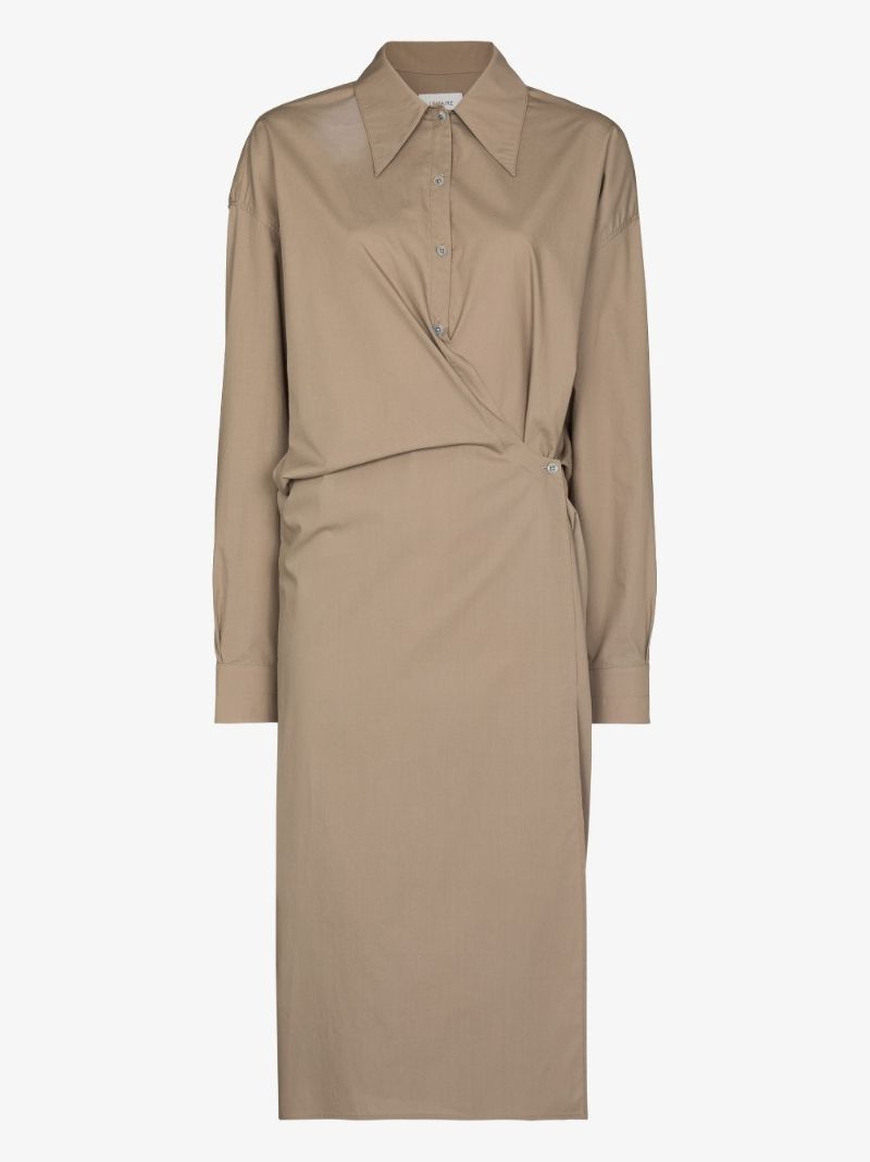 Twisted Cotton Poplin Midi Dress