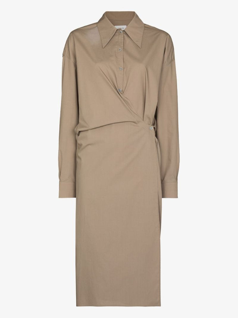 Twisted Cotton Poplin Midi Dress