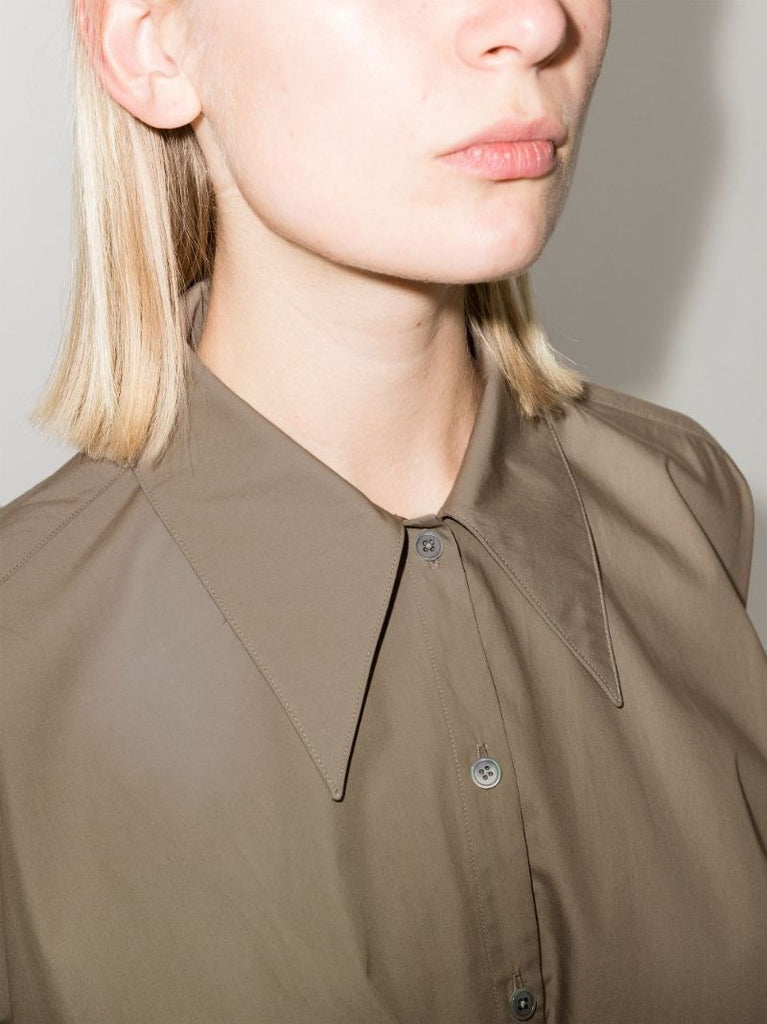 Twisted Cotton Poplin Midi Dress