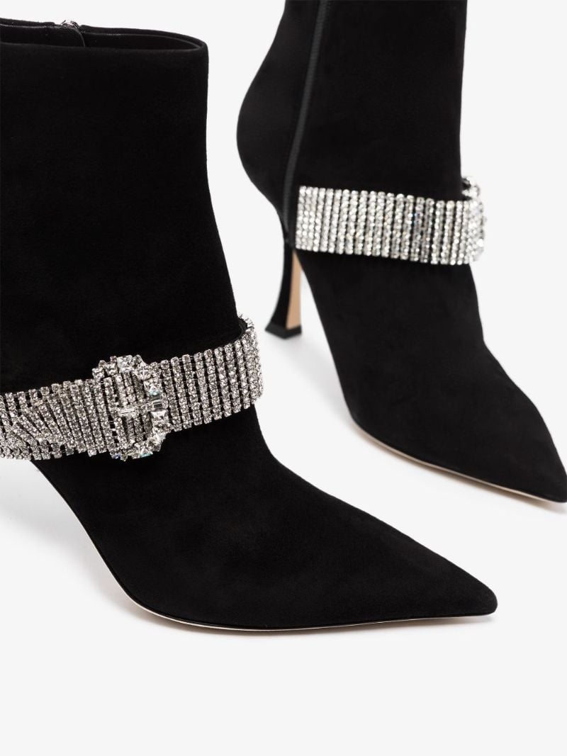 Black Kaza 90 Crystal Strap Ankle Boots