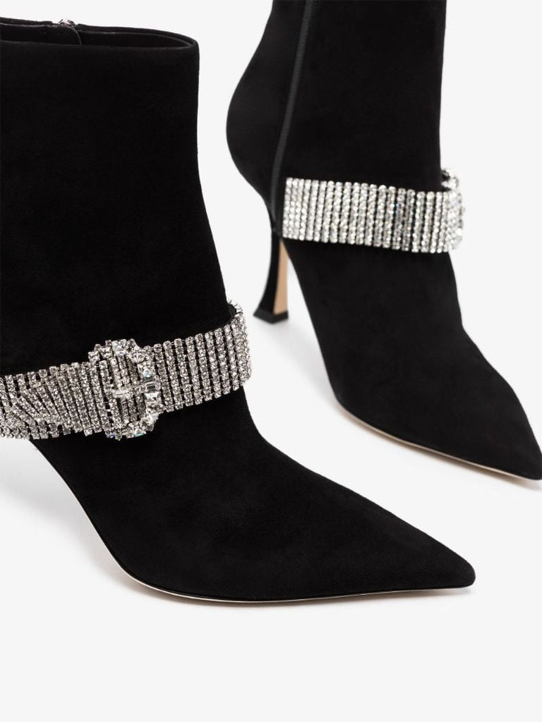 Black Kaza 90 Crystal Strap Ankle Boots