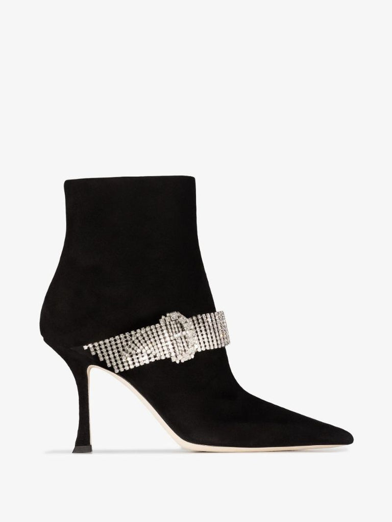 Black Kaza 90 Crystal Strap Ankle Boots