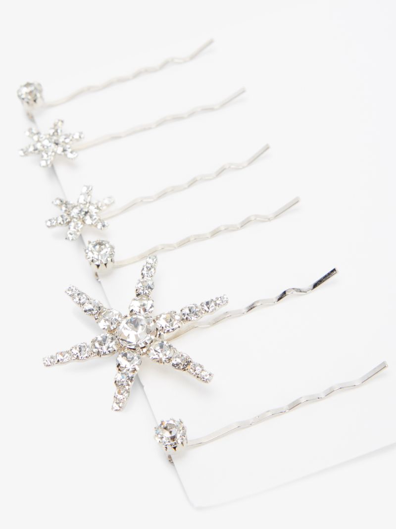 Silver Tone Supernova Crystal Hair Clip Set