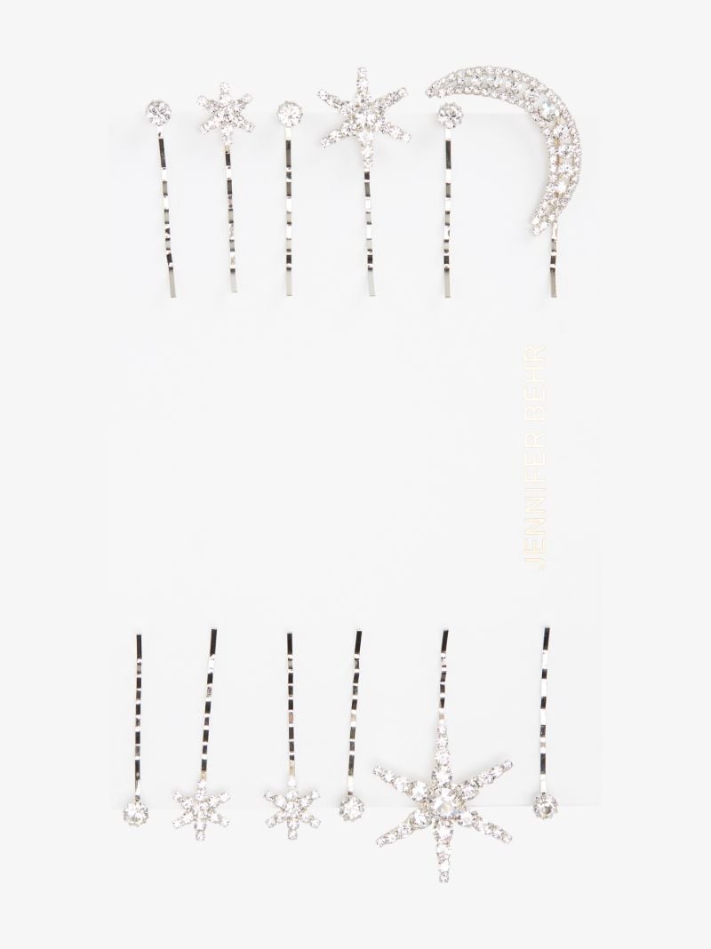 Silver Tone Supernova Crystal Hair Clip Set