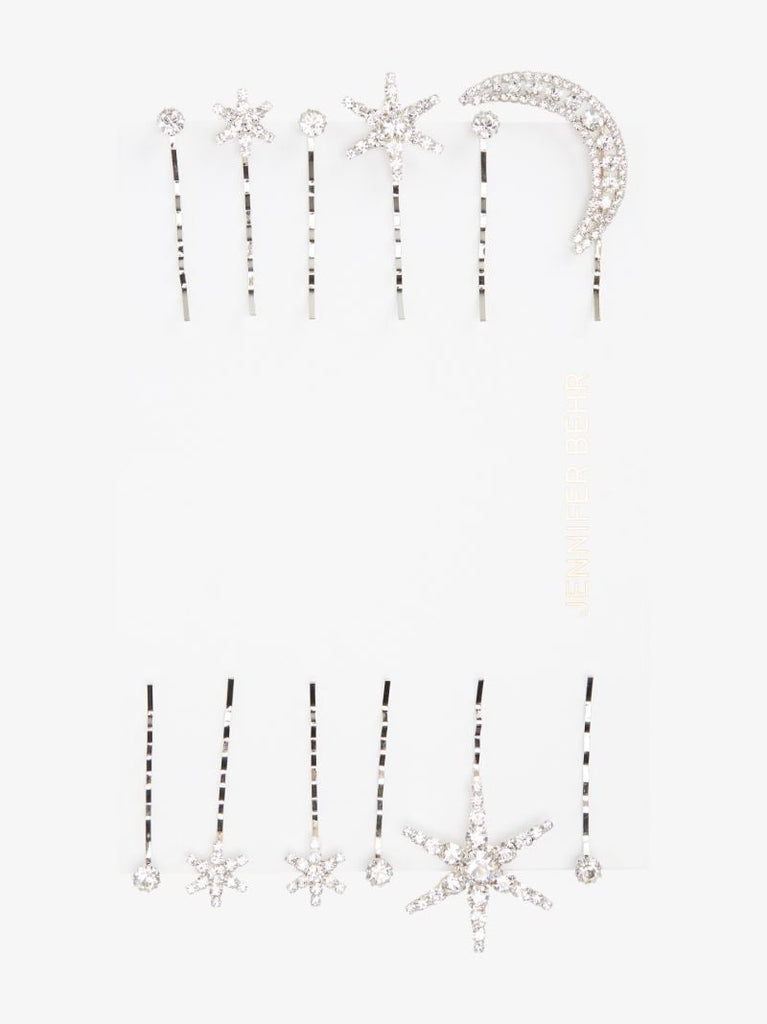 Silver Tone Supernova Crystal Hair Clip Set