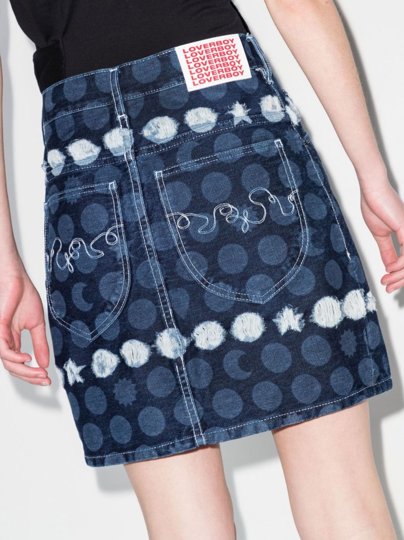 Runes Denim Mini Skirt