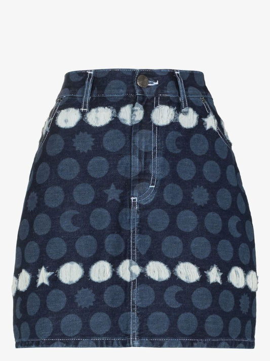 Runes Denim Mini Skirt