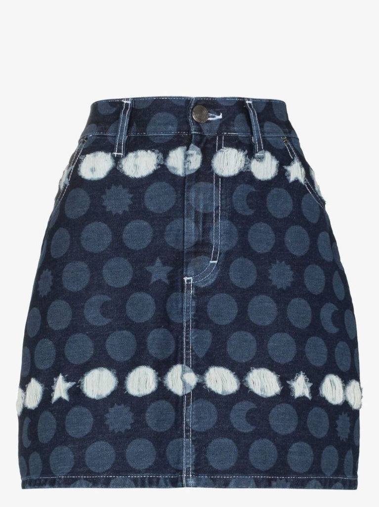Runes Denim Mini Skirt
