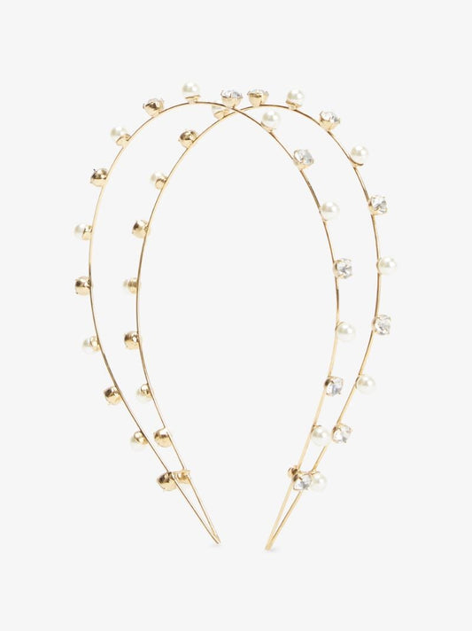 Gold Tone Risa Crystal Pearl Headband