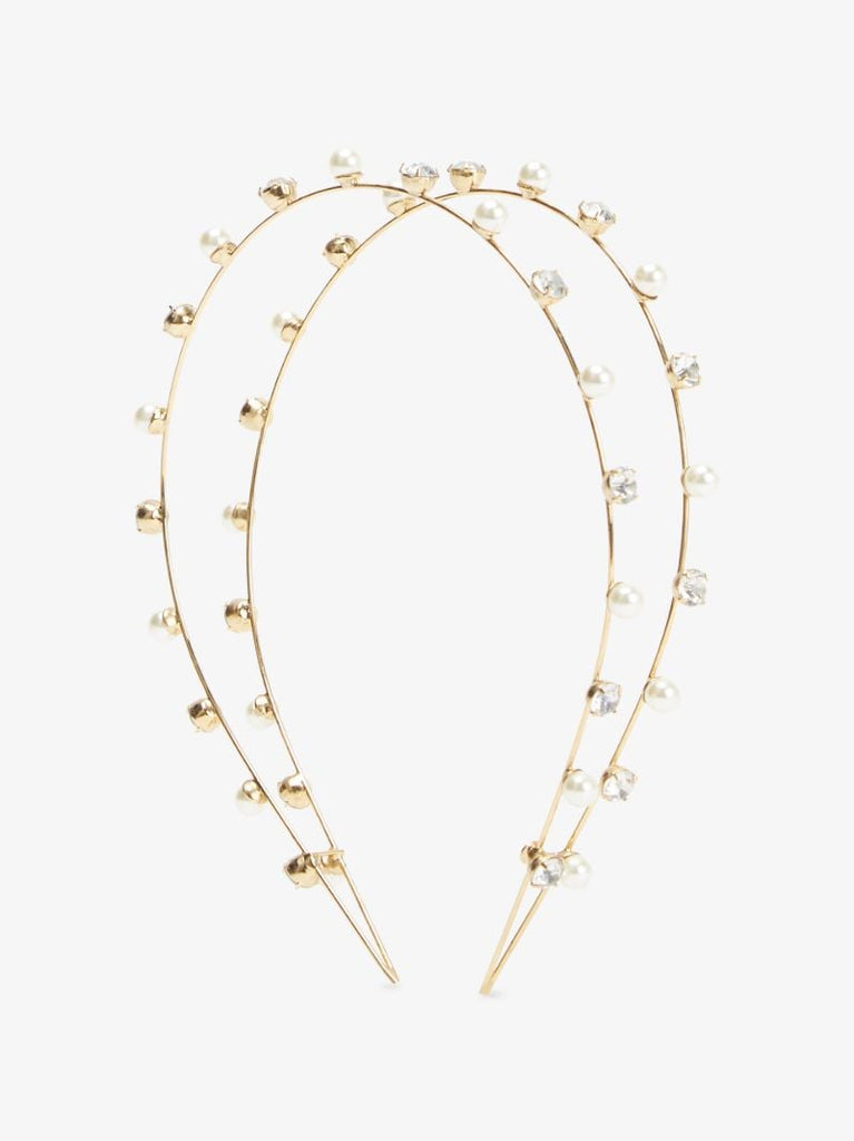 Gold Tone Risa Crystal Pearl Headband