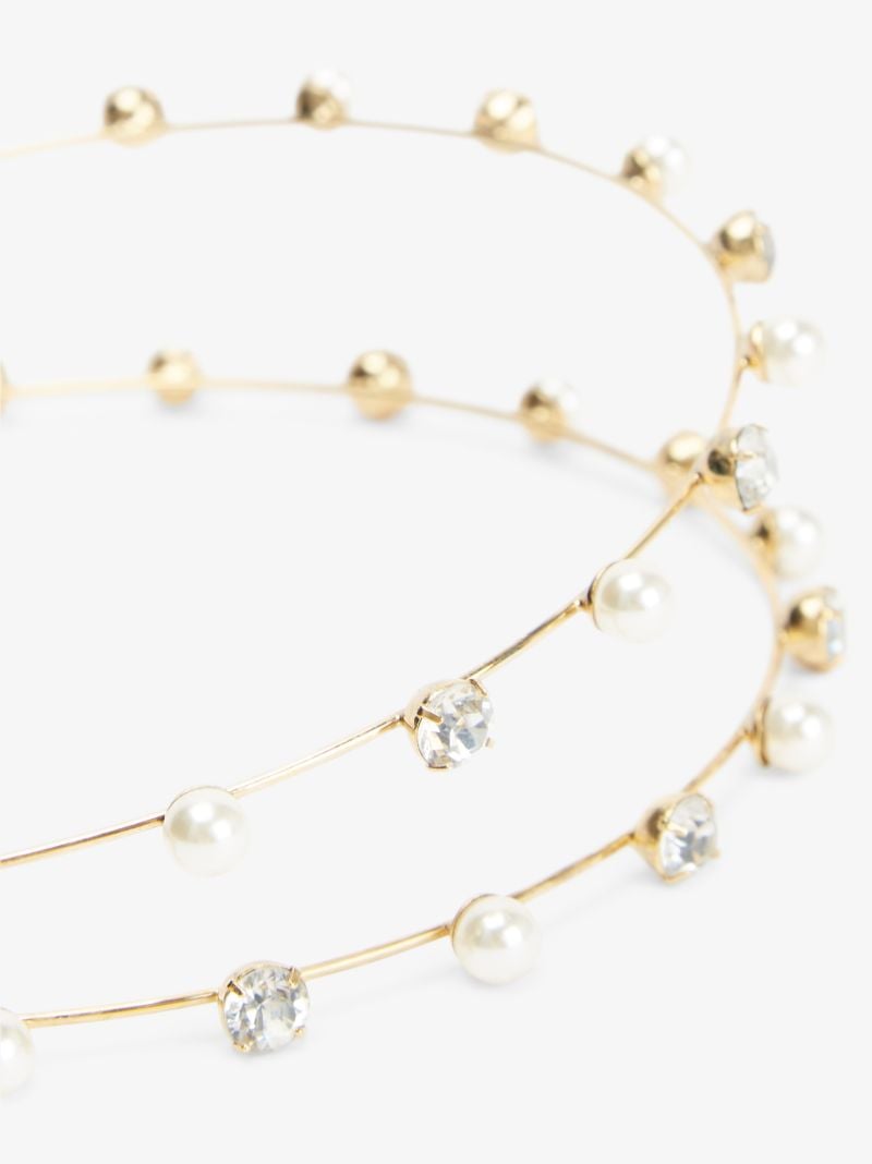 Gold Tone Risa Crystal Pearl Headband