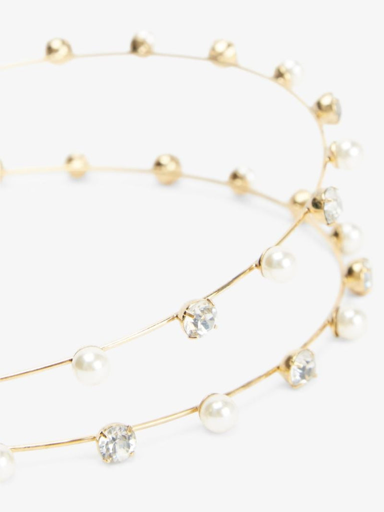 Gold Tone Risa Crystal Pearl Headband
