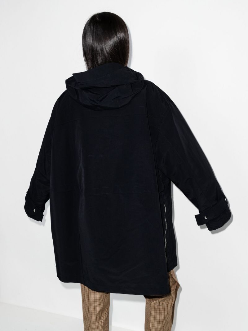 Logo Drawstring Hooded Rain Coat