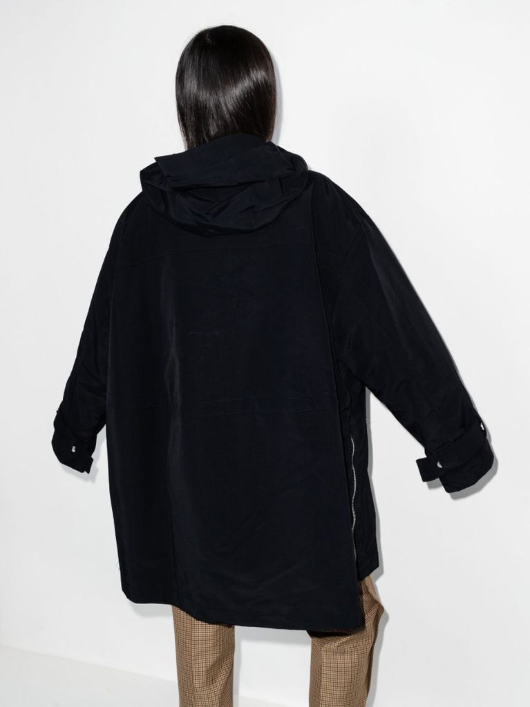 Logo Drawstring Hooded Rain Coat