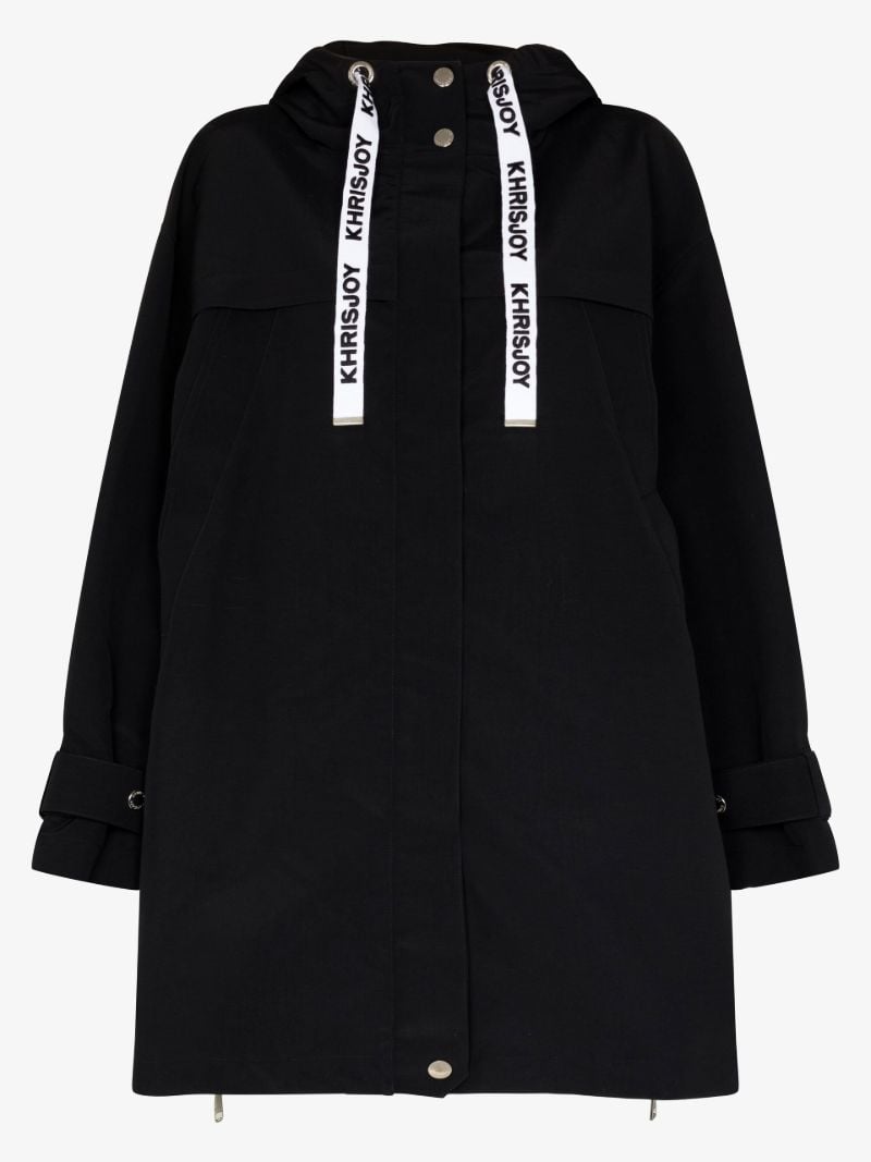 Logo Drawstring Hooded Rain Coat