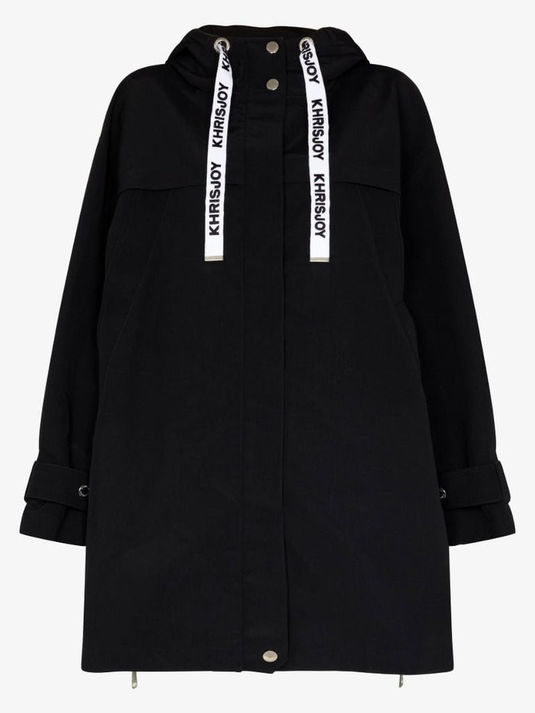Logo Drawstring Hooded Rain Coat