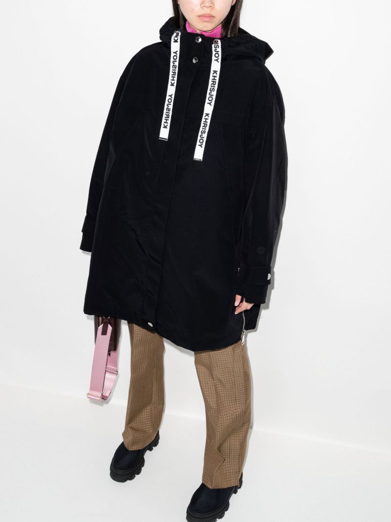 Logo Drawstring Hooded Rain Coat
