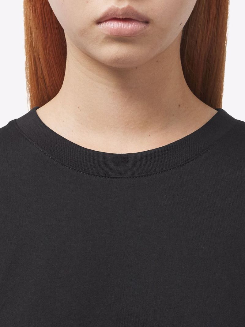 Black Vintage Check Panel Cotton T-shirt