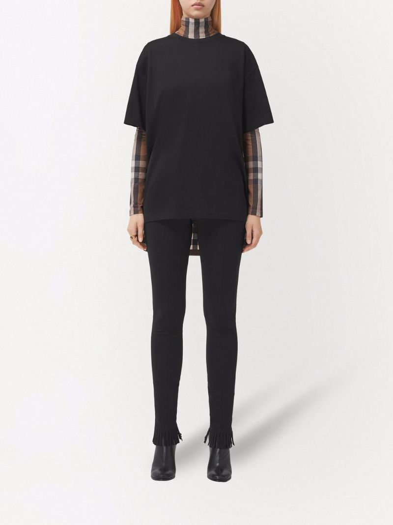Black Vintage Check Panel Cotton T-shirt
