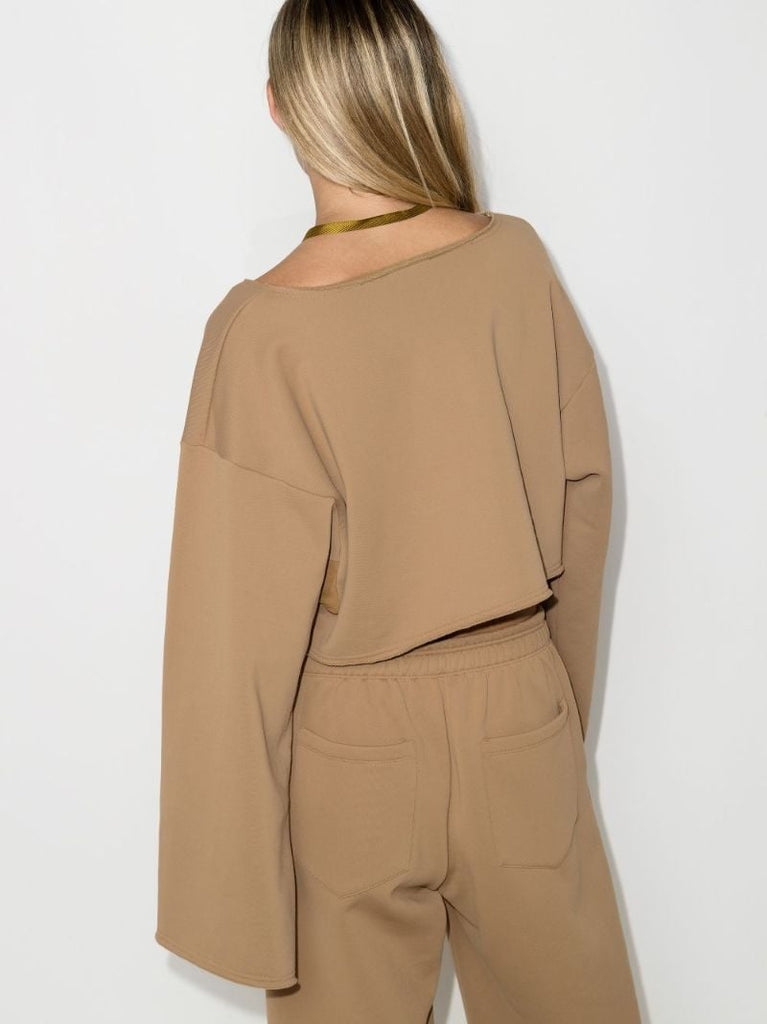 Off-the-shoulder Cropped Sweatshirt
