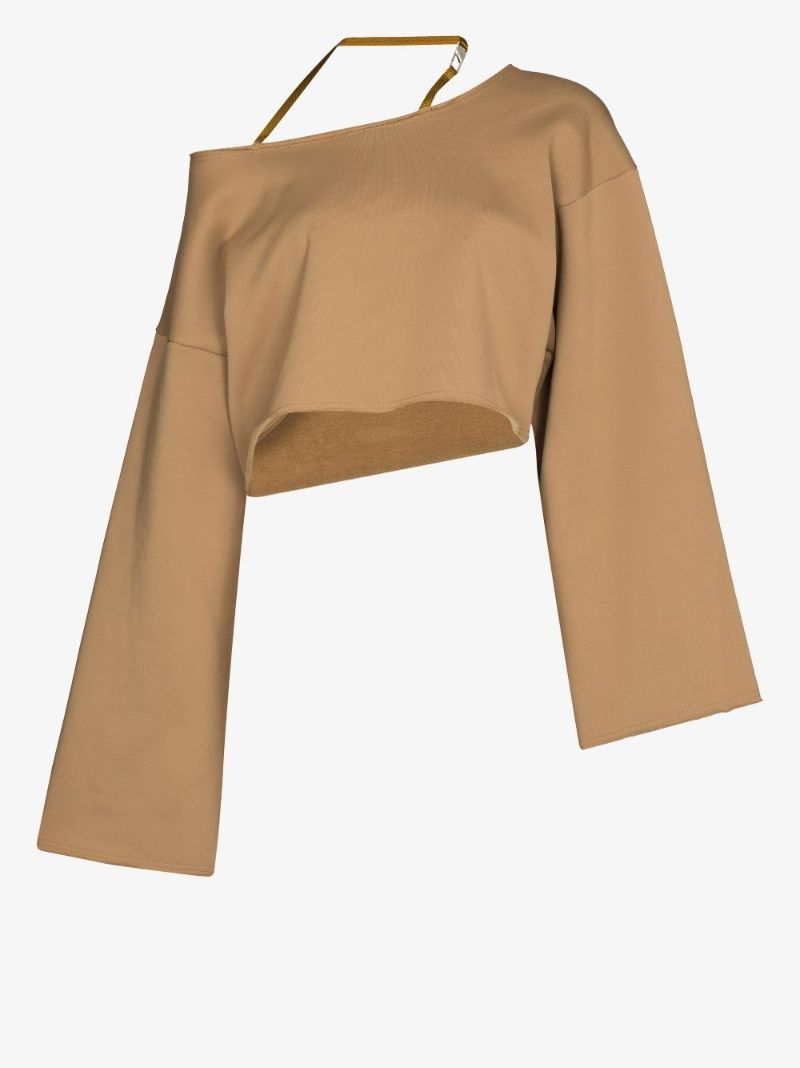 Off-the-shoulder Cropped Sweatshirt