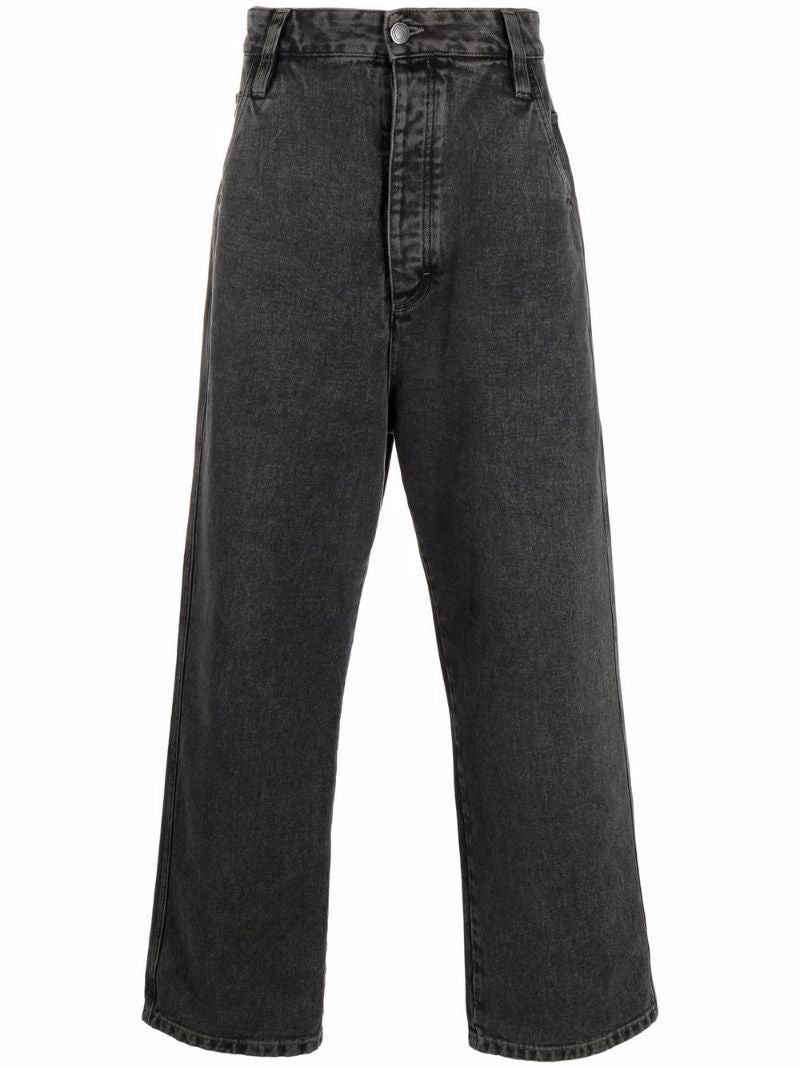 Black Faded Wide-leg Jeans