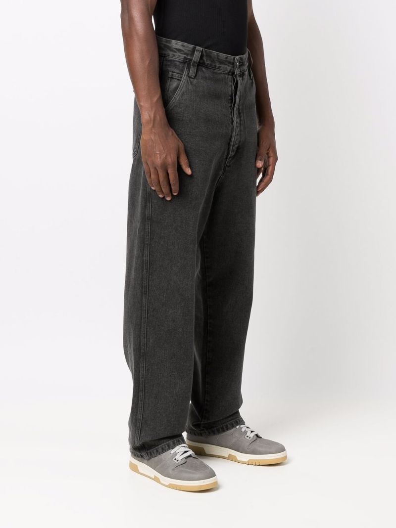 Black Faded Wide-leg Jeans