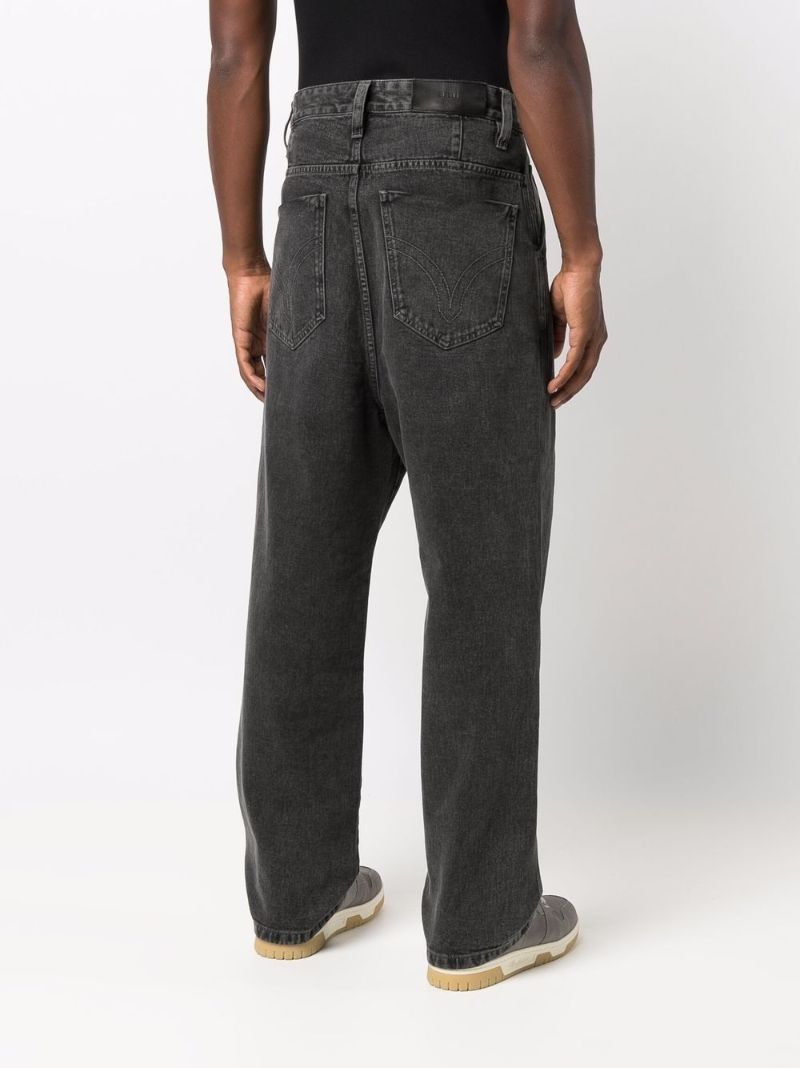Black Faded Wide-leg Jeans