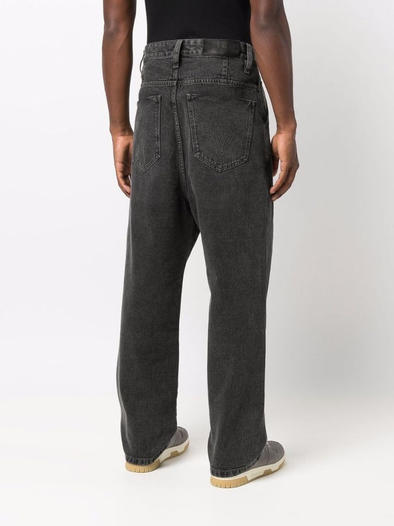 Black Faded Wide-leg Jeans