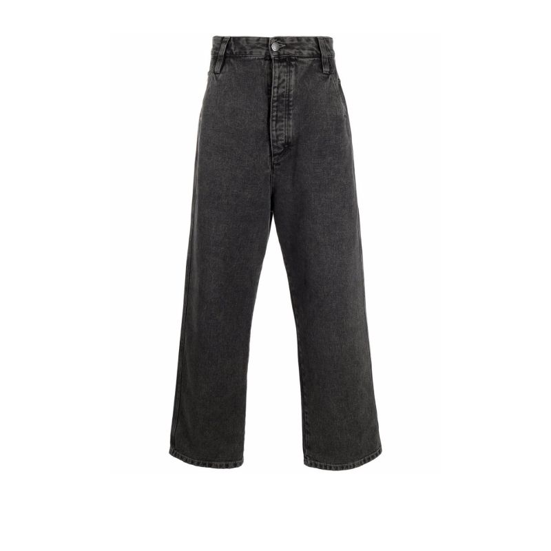 Black Faded Wide-leg Jeans