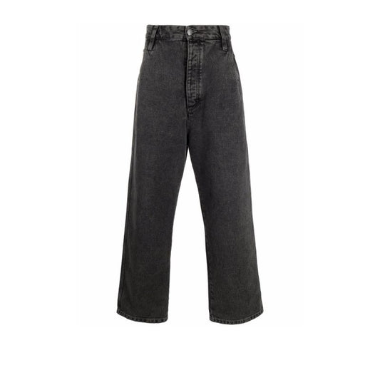 Black Faded Wide-leg Jeans