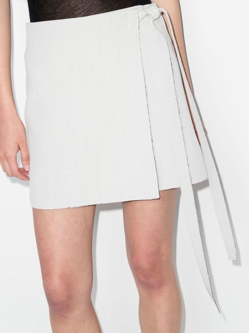 High Waist Raw Cut Wool Mini Skirt