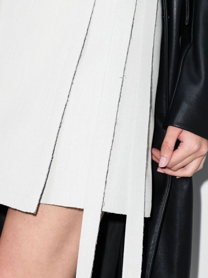 High Waist Raw Cut Wool Mini Skirt