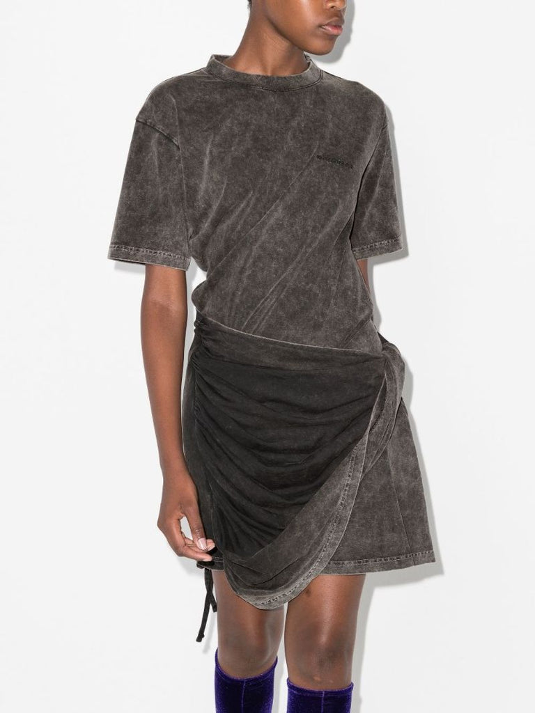 Draped Cotton T-shirt Dress