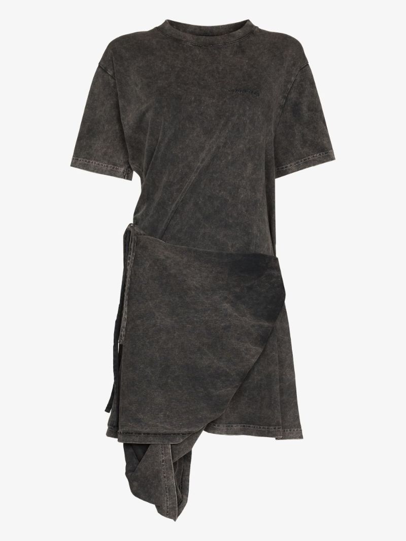 Draped Cotton T-shirt Dress