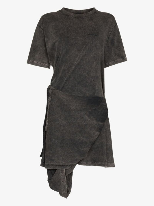 Draped Cotton T-shirt Dress