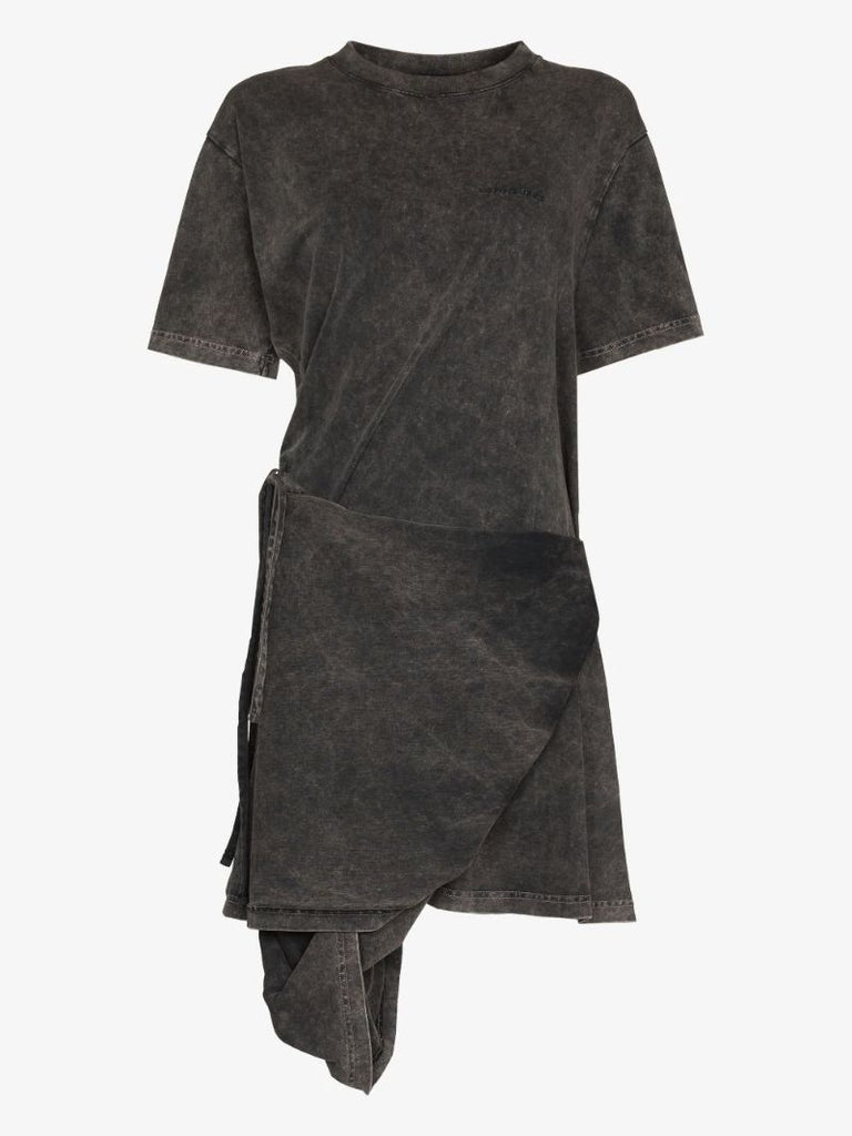 Draped Cotton T-shirt Dress
