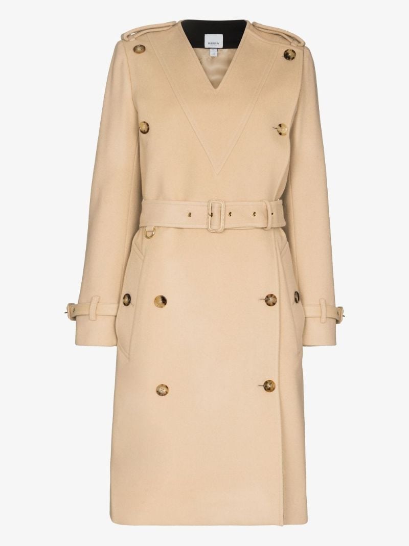 V-neck Wool Trench Coat